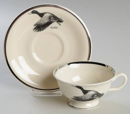 Wild Game Birds Footed Cup & Saucer Set