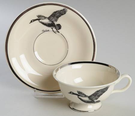 Wild Game Birds Footed Cup & Saucer Set
