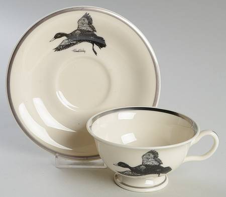 Wild Game Birds Footed Cup & Saucer Set