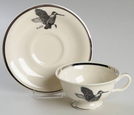 Wild Game Birds Footed Cup & Saucer Set