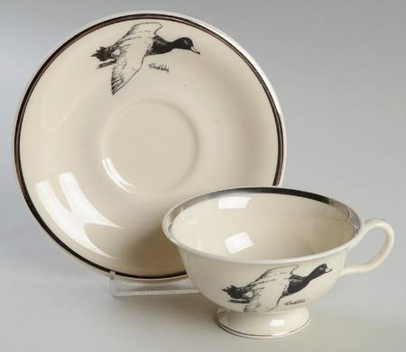 Wild Game Birds Footed Cup & Saucer Set
