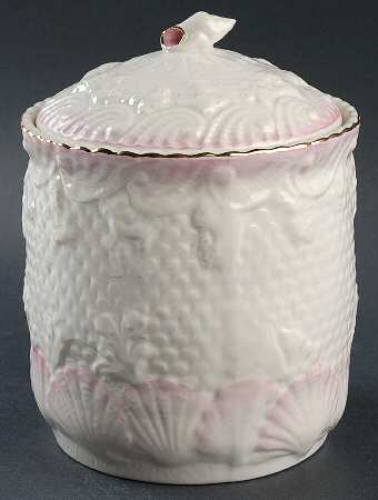 New Shell Pink (Gold Trim) Biscuit Barrel & Lid
