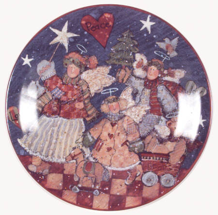 Folk Angel Dessert/Pie Plate