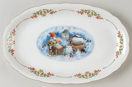 Old Fashioned Christmas 11" Oval Serving Platter
