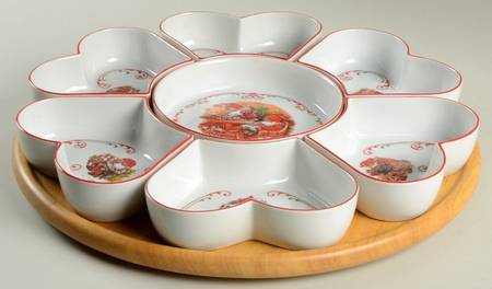 Old Fashioned Christmas 8 Pc Lazy Susan (6 Sides, 1 Center, Base)