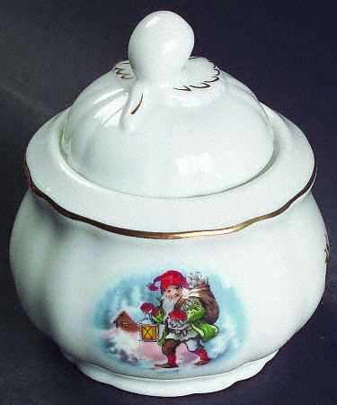 Old Fashioned Christmas Sugar Bowl & Lid