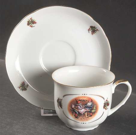 Old Fashioned Christmas Flat Cup & Saucer Set
