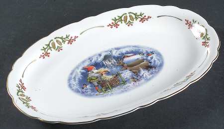 Old Fashioned Christmas 13" Oval Serving Platter