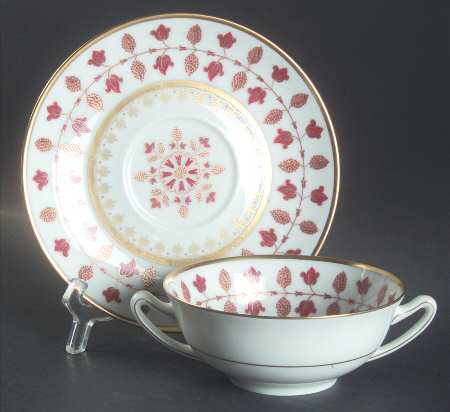 Matignon Rust Footed Cream Soup Bowl & Saucer Set