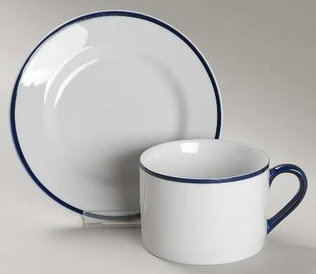 Cape Cod Bleu Flat Cup & Saucer Set