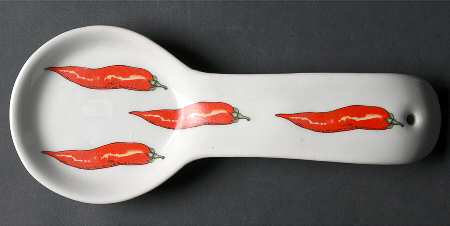 Chili Peppers Spoon Rest/Holder (Holds 1 Spoon)