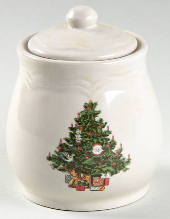 Christmas Time Embossed Sugar Bowl & Lid