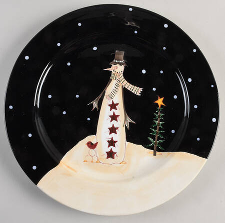 Midnight Snowman Service Plate (Charger)