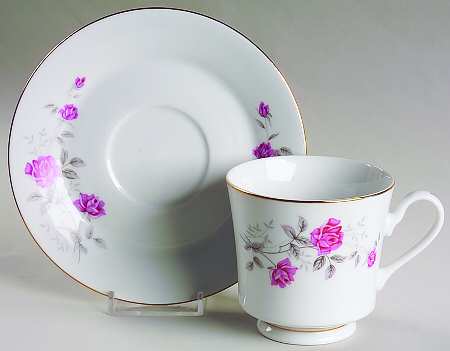 Wedding Rose Footed Cup & Saucer Set