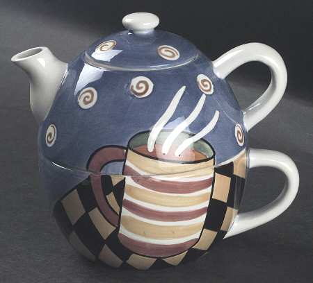 Jazz Cafe Individual Teapot & Lid with Cup