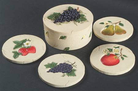 Summer Grove 5-Piece Coaster Set (Holder & 4 Coasters)