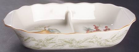 Summer Grove 11" Oval Divided Vegetable Bowl