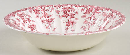 Early English Ivy Pink (Ribbed, Smooth) Rim Cereal Bowl by Crown Ducal