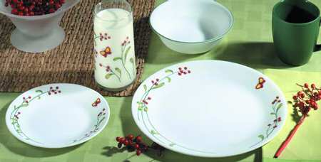 Serenity (Red Flowers, Butterfly, Corelle) by Corning Corelle