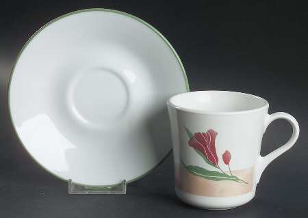 Pacific Bloom (Corelle) Mug/Cup & Saucer Set by Corning Corelle
