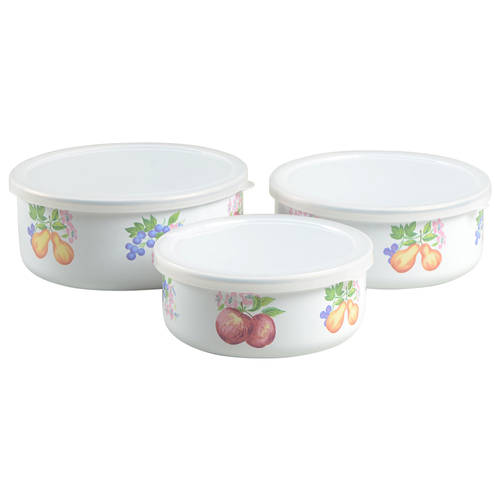 Chutney (3 Piece) Metal Bowl W/Plastic Lids (5", 6", 7")