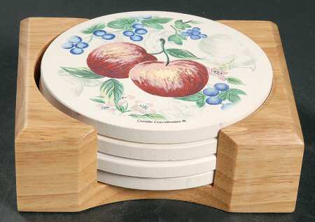 Chutney Thirst Coaster with Wood Holder - Set of 4