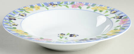 Pansy Garland Large Rim Soup Bowl