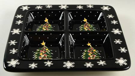 Midnight Tree Divided 4-Part Square Platter by Certified International