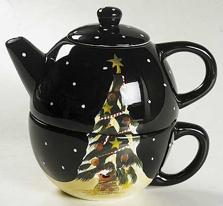 Midnight Tree Individual Teapot & Lid with Cup