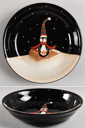 Midnight Penguin 9" Soup/Pasta Bowl