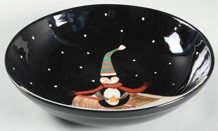 Midnight Penguin 13" Pasta Serving Bowl