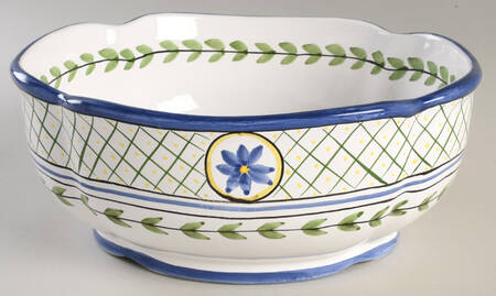 Blue Lattice 10" Oval Vegetable Bowl