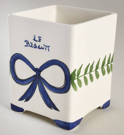 Blue Lattice Biscuit Barrel No Lid