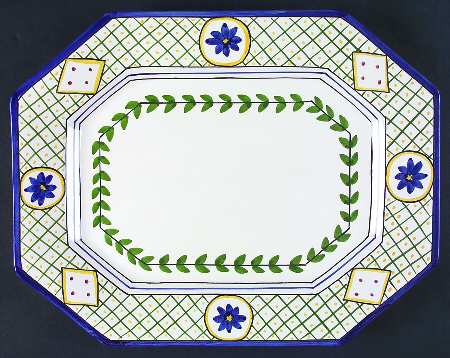 Blue Lattice 14" Octagonal Serving Platter