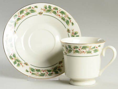 Holly Traditions Footed Cup & Saucer Set