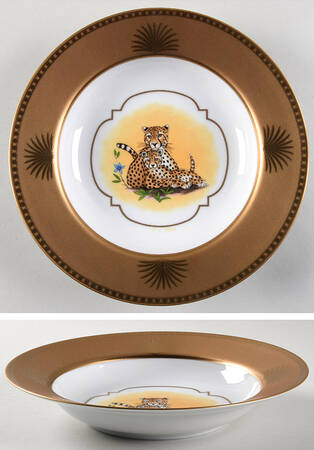 Golden Cheetah Large Rim Soup Bowl