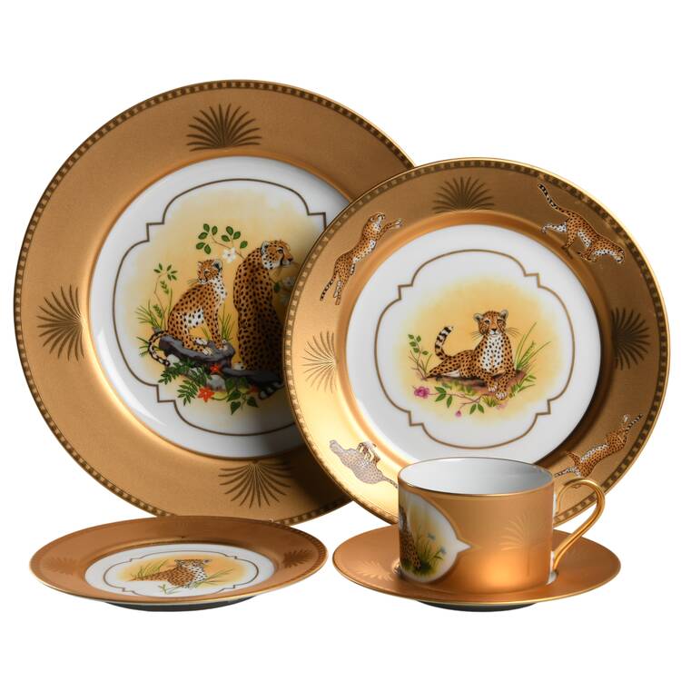 Golden Cheetah 5 Piece Place Setting