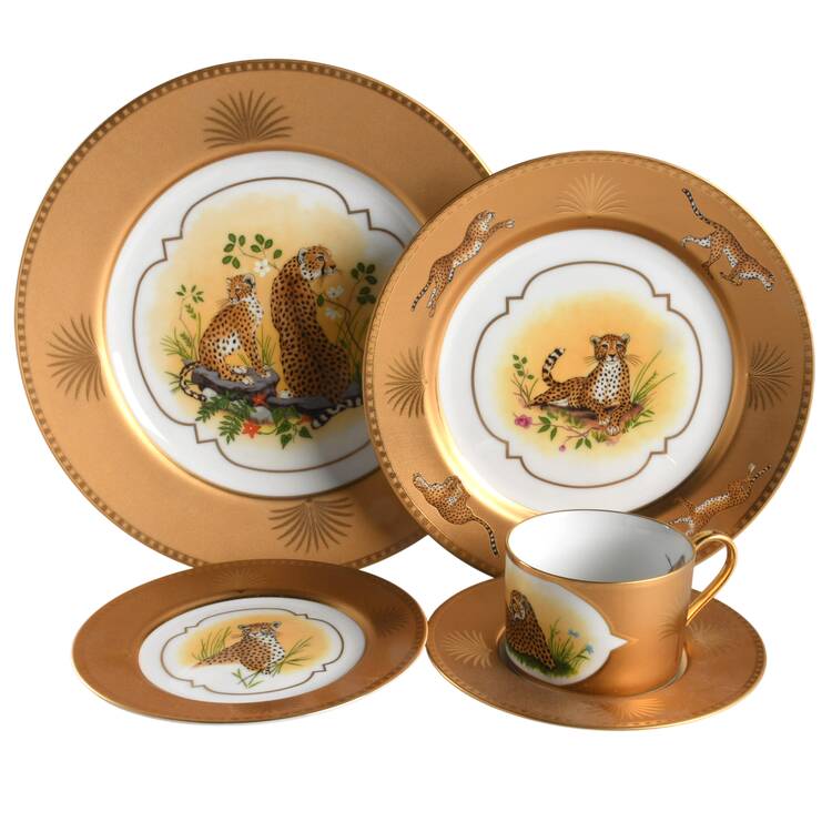 Golden Cheetah 5 Piece Place Setting