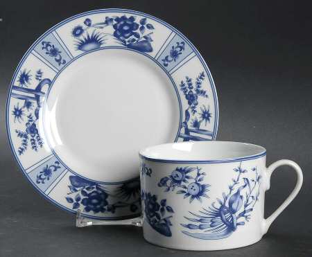 Blue Heron Flat Cup & Saucer Set