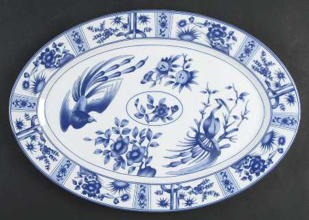 Blue Heron 14" Oval Serving Platter