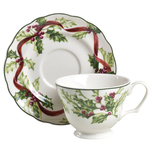 Winter Garland Footed Cup & Saucer Set by Charter Club