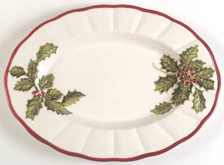 Winter Garland 18" Embossed Oval Serving Platter