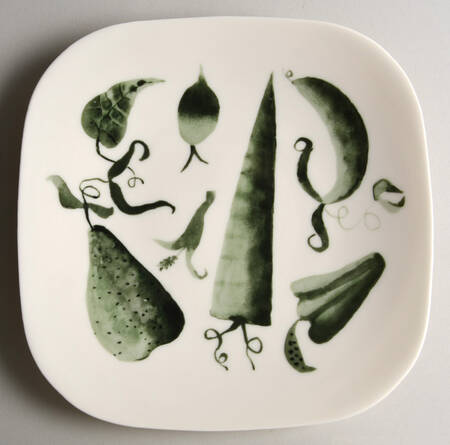 Green Thumb Square Salad Plate