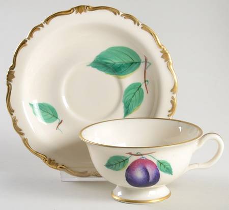 American Fruit Print Footed Cup & Saucer Set