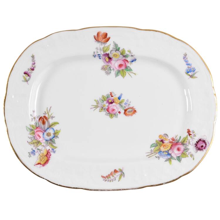 Sevres Group (Embossed, Gold Trim) 9" Oval Serving Platter