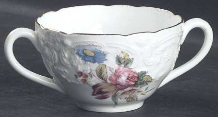 Sevres Group (Embossed, Gold Trim) Footed Bouillon Cup by Coalport