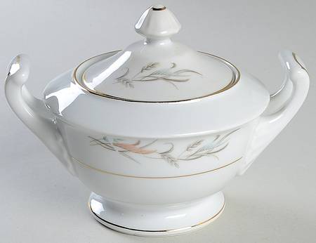 Gold Wheat Sugar Bowl & Lid