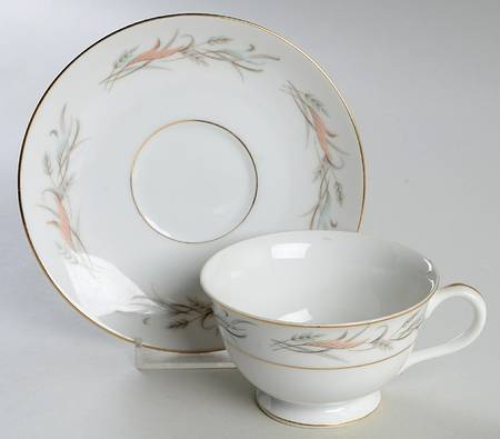 Gold Wheat Footed Cup & Saucer Set