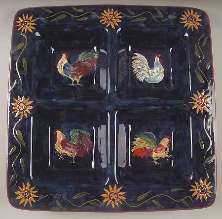 Sunrise Divided 4-Part Square Platter