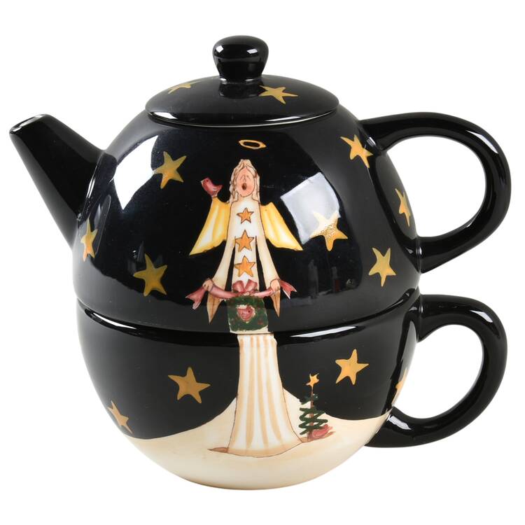 Midnight Angel Individual Teapot & Lid with Cup